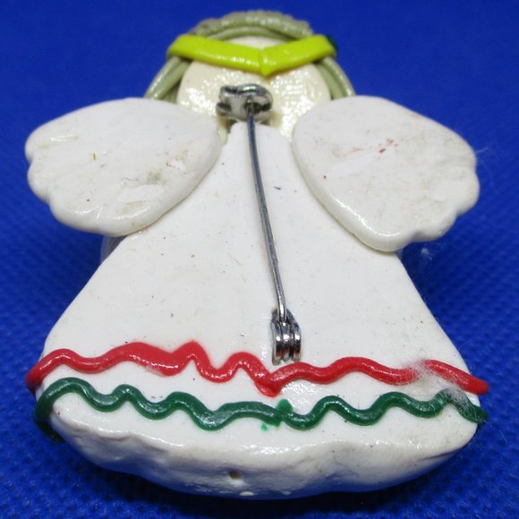 Polymer Clay 3 D Angel Brooch Artists Polymer Clay Christmas Angel Brooch - Picture 10 of 10